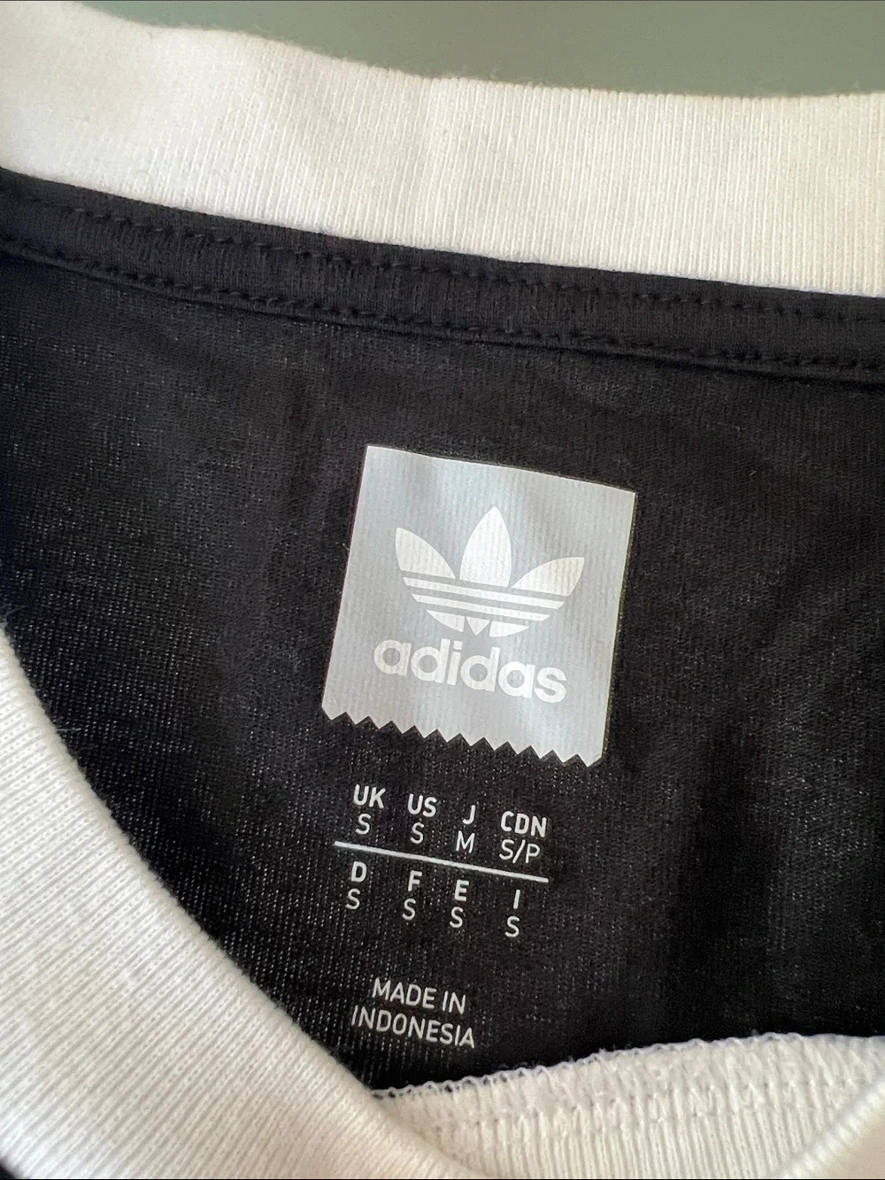 adidas Black Long-Sleeve Crew with White Stripes and Trim